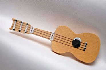 Dollhouse Miniature Guitar, Wood