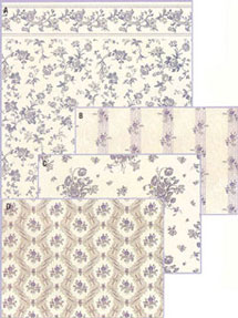Dollhouse Miniature Wallpaper, Raffina, Blue