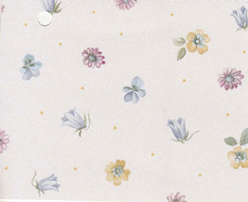 Dollhouse Miniature Pre-pasted Wallpaper, Blue Multi Flowers On White