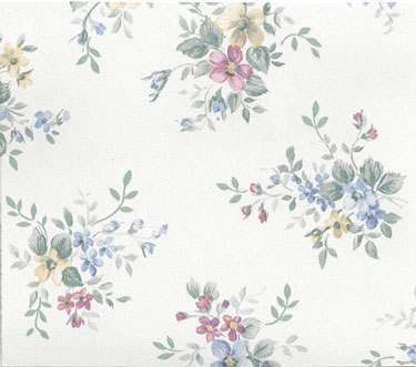 Dollhouse Miniature Wallpaper Blue/Rose/Yellow Flowers