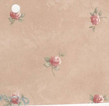 Dollhouse Miniature Pre-pasted Wallpaper, Mauve Roses On Beige