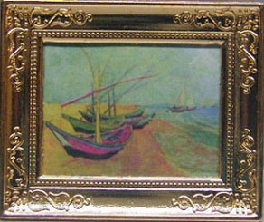 Dollhouse Miniature Sailboats Metal Frame 2 X 2 3/4