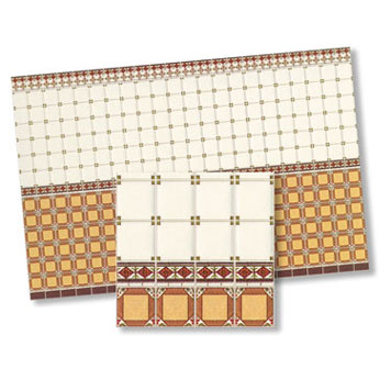 Dollhouse Miniature Victorian Tiles, 4pc