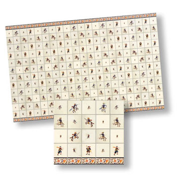 Dollhouse Miniature Delft Tiles, 4pc