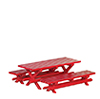 Picnic Table with 2 Benches, Red