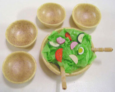 Dollhouse Miniature Salad Bowl with Serving Bowls Dollhouse Miniature Salad Bowl with Serving Bowls