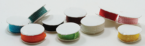 Dollhouse Miniature Spools Of Ribbon, 10Pc Dollhouse Miniature Spools Of Ribbon, 10Pc