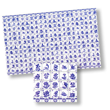 Dollhouse Miniature Tile, Blue Delft, 4Pk, 1/24 Dollhouse Miniature Tile, Blue Delft, 4Pk, 1/24